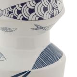 Vaso Bianco blu Disegni con Pesci Colore Struttura blu, - Verra
