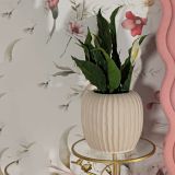 Vaso Bianco Crema Finitura Scanalata Diametro 16 cm, Sfumatura Colore Struttura Crema - Pangni