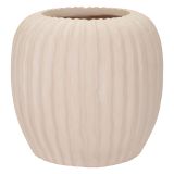 Vaso Bianco Crema Finitura Scanalata Diametro 16 cm, Sfumatura Colore Struttura Crema - Pangni
