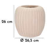 Vaso Bianco Crema Finitura Scanalata Diametro 16 cm, Sfumatura Colore Struttura Crema - Pangni