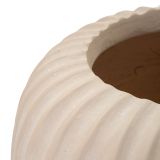 Vaso Bianco Crema Finitura Scanalata Diametro 16 cm, Sfumatura Colore Struttura Crema - Pangni
