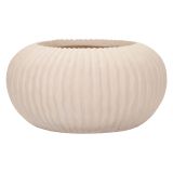 Vaso Bianco Crema Finitura Scanalata Diametro 22 cm, Sfumatura Colore Struttura Crema - Arvid