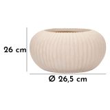 Vaso Bianco Crema Finitura Scanalata Diametro 22 cm, Sfumatura Colore Struttura Crema - Arvid