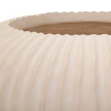 Vaso Bianco Crema Finitura Scanalata Diametro 22 cm, Sfumatura Colore Struttura Crema - Arvid