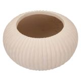 Vaso Bianco Crema Finitura Scanalata Diametro 22 cm, Sfumatura Colore Struttura Crema - Arvid