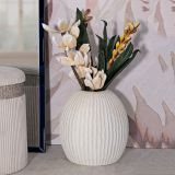 Vaso Bianco Crema Texture Irregolare Diametro 12.5 cm, Sfumatura Colore Struttura Crema - Galo