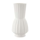 Vaso Bianco Lavorazione Scanalata Diametro 16.5 cm, - Daranita