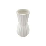 Vaso Bianco Lavorazione Scanalata Diametro 16.5 cm, - Daranita