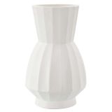 Vaso Bianco Lavorazione Scanalata Diametro 16 cm, - Darehamo
