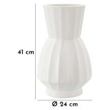 Vaso Bianco Lavorazione Scanalata Diametro 16 cm, - Darehamo
