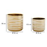 Vaso Bianco oro set 2 Vasi Colore Struttura oro, Diametro Vaso Grande: 21, Vaso Piccolo: 16 cm - Banivaka