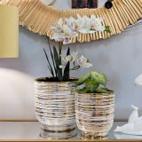 Vaso Bianco oro set 2 Vasi Colore Struttura oro, Diametro Vaso Grande: 21, Vaso Piccolo: 16 cm - Bano