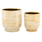 Vaso Bianco oro set 2 Vasi Colore Struttura oro, Diametro Vaso Grande: 21, Vaso Piccolo: 16 cm - Bano