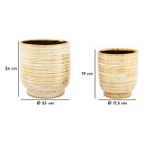 Vaso Bianco oro set 2 Vasi Colore Struttura oro, Diametro Vaso Grande: 21, Vaso Piccolo: 16 cm - Bano