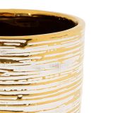 Vaso Bianco oro set 2 Vasi Colore Struttura oro, Diametro Vaso Grande: 21, Vaso Piccolo: 16 cm - Bano