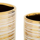Vaso Bianco oro set 2 Vasi Colore Struttura oro, Diametro Vaso Grande: 21, Vaso Piccolo: 16 cm - Bano