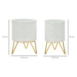 Vaso Bianco oro set 2 Vasi, Portavasi Rimovibili Colore Struttura oro, - OldCro