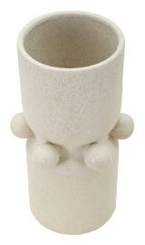 Vaso Borgetto, Complemento d'arredo, Articolo decorativo, Accessorio d'arredo, Crema, 16x16 h28 cm