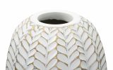 Vaso Bormida, Complemento d'arredo, Articolo decorativo, Accessorio d'arredo, Bianco e Oro, 19x19 h46 cm