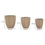 Vaso Marrone set 3 Vasi Diametro Vaso Grande: 39, Vaso Medio: 33, Vaso Piccolo: 27 cm, - Gabava