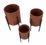 Vaso Marrone Terracotta Nero set di 3 Vasi Colore Struttura Nero, Sfumatura Colore Struttura Terracotta - Cisterna
