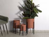 Vaso Marrone Terracotta Nero set di 3 Vasi Colore Struttura Nero, Sfumatura Colore Struttura Terracotta - Cisterna