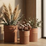Vaso Marrone Terracotta set 3 Vasi Diametro Vaso Grande: 37, Vaso Medio: 32, Vaso Piccolo: 27 cm, Sfumatura Colore Struttura Terracotta - Gafase