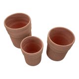 Vaso Marrone Terracotta set 3 Vasi Diametro Vaso Grande: 37, Vaso Medio: 32, Vaso Piccolo: 27 cm, Sfumatura Colore Struttura Terracotta - Gafase