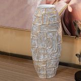 Vaso oro Bianco Disegni con Linee Geometriche Colore Struttura Bianco, - Bamorasi