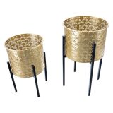 Vaso oro Nero set 2 Vasi, Portavasi Rimovibili Colore Struttura Nero, Diametro Vaso Grande: 20, Vaso Piccolo: 17 cm - Timna