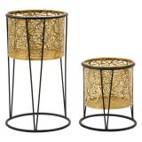 Vaso oro Nero set 2 Vasi, Portavasi Rimovibili Colore Struttura Nero, Diametro Vaso Grande: 20, Vaso Piccolo: 18 cm - Ilul