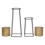 Vaso oro Nero set 2 Vasi, Portavasi Rimovibili Colore Struttura Nero, Diametro Vaso Grande: 22, Vaso Piccolo: 20 cm - Tikal