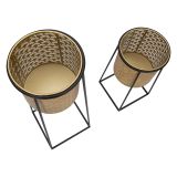 Vaso oro Nero set 2 Vasi, Portavasi Rimovibili Colore Struttura Nero, Diametro Vaso Grande: 22, Vaso Piccolo: 20 cm - Tikal