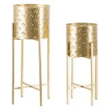 Vaso oro set 2 Vasi, Portavasi Rimovibili Diametro Vaso Grande: 20, Vaso Piccolo: 18 cm, - Isafjo