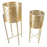 Vaso oro set 2 Vasi, Portavasi Rimovibili Diametro Vaso Grande: 20, Vaso Piccolo: 18 cm, - Isafjo