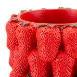 Vaso Rosso Disegni con Fragole Diametro 13.5 cm, - Giano