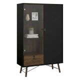 Vetrina 2 ante 101x40x161h cm nera e noce - Mora
