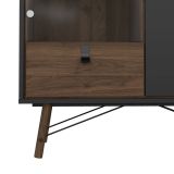 Vetrina 2 ante 101x40x161h cm nera e noce - Mora