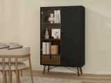 Vetrina 2 ante 101x40x161h cm nera e noce - Mora