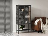 Vetrina 2 ante 80x35x160h cm ardesia - Busseto
