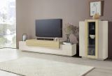 Vetrina Beige 7 Ripiani 10 Vani 80x38x120.5h cm, 3 Ante - Severino