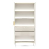 Vetrina Beige Cashmere Trasparente 4 Ripiani 2 Cassetti 92x39x195h cm, 2 Ante - Lafafasa