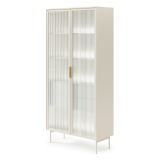 Vetrina Beige Cashmere Trasparente 4 Ripiani 2 Cassetti 92x39x195h cm, 2 Ante - Lafafasa