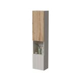 Vetrina Beige Marrone Rovere 4 Ripiani 2 Ante 39.9x29.8x180h cm, Apertura Push Pull - Botte