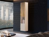 Vetrina Beige Marrone Rovere 4 Ripiani 2 Ante 39.9x29.8x180h cm, Apertura Push Pull - Botte