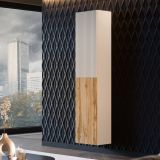 Vetrina Beige Marrone Rovere 4 Ripiani Un'anta 39.9x29.8x180h cm, Apertura Push Pull - Longano