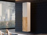 Vetrina Beige Marrone Rovere 4 Ripiani Un'anta 39.9x29.8x180h cm, Apertura Push Pull - Longano