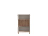 Vetrina Beige Marrone Rovere Nodi 2 Ripiani Apertura Battente 77x35x127.5h cm, 2 Ante - Mezzago