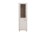 Vetrina Beige Marrone Rovere Nodi 4 Ripiani Apertura Battente 58x40x193h cm, 2 Ante - Sparso