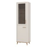 Vetrina Beige Marrone Rovere Nodi 4 Ripiani Apertura Battente 58x40x193h cm, 2 Ante - Sparso